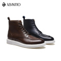 Custom Designer High Platform Lace Up Mens Casual Leather Boots